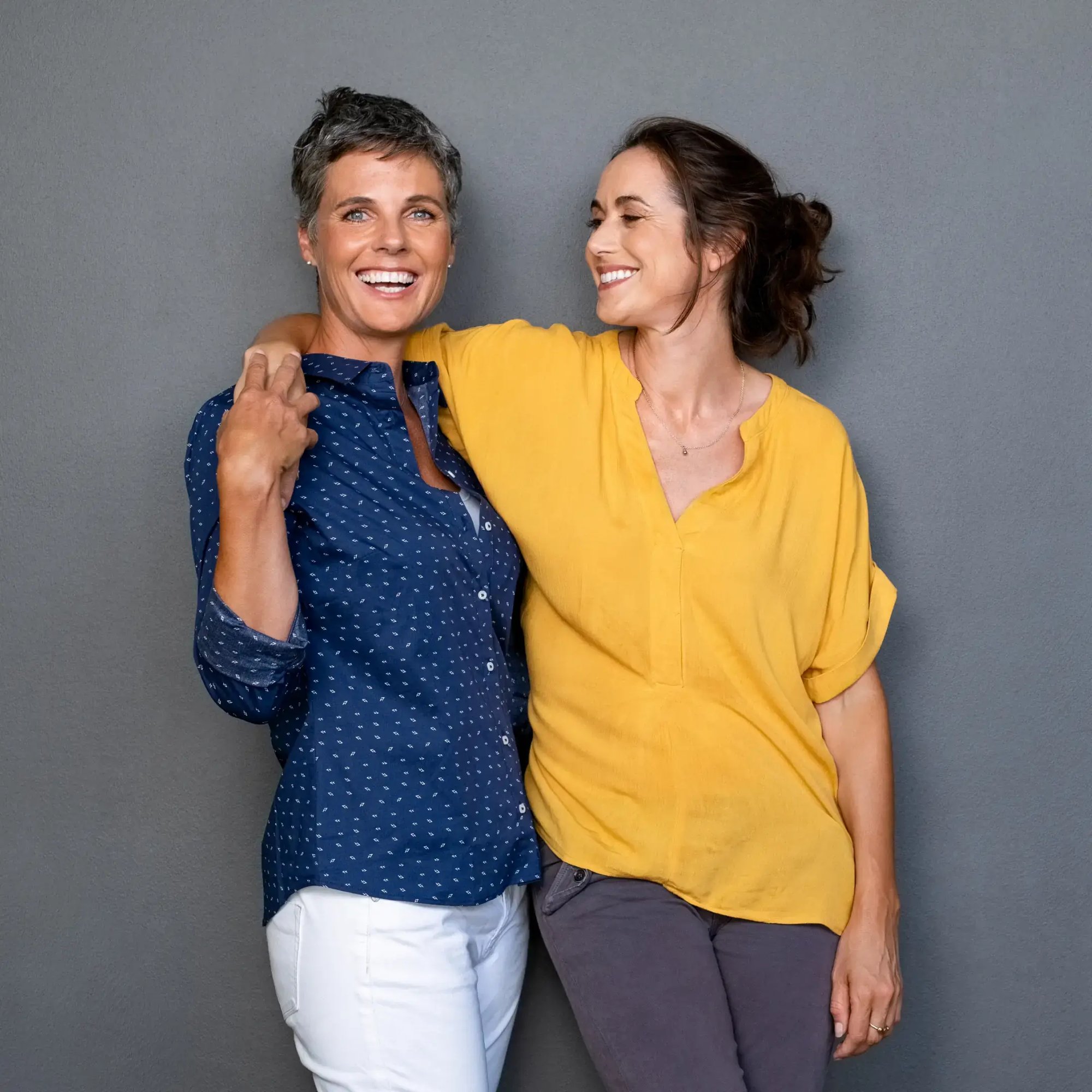 Two women hugging